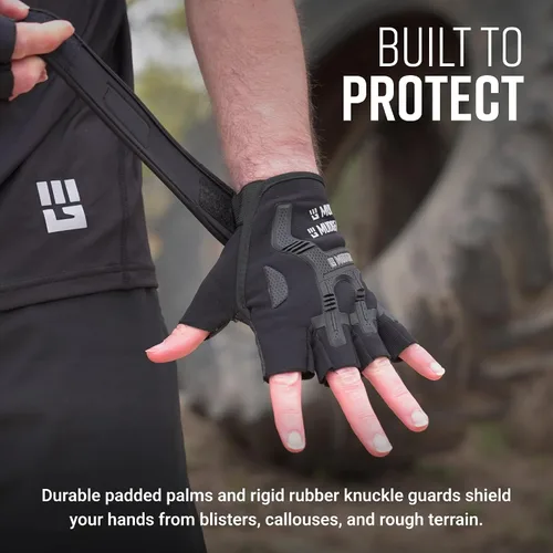 Miniatura 2 de MudGear Guantes de entrenamiento duraderos sin dedos con soporte de muñeca para carreras de obstáculos y entrenamiento de fitness, mejoran