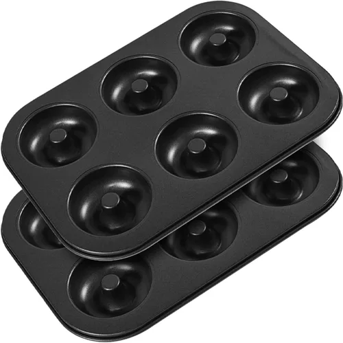 Shudyear Molde para hornear de acero al carbono antiadherente para donas caseras y postres, 2 unidades