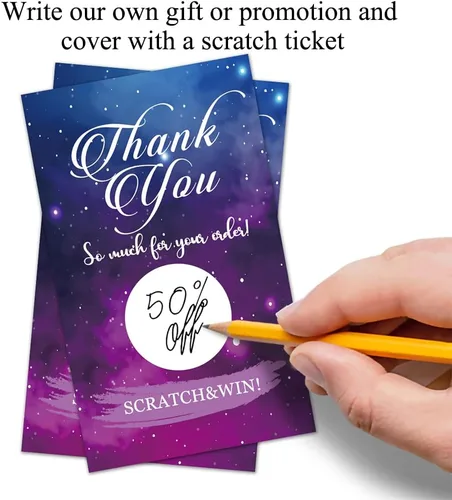 Miniatura 4 de Haizct Paquete de 50 tarjetas de agradecimiento en blanco, boletos de rascar de cielo estrellado para baby shower, suministros de fiesta de Dorado02