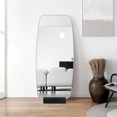 Miniatura 3 de Uonlytech Soporte de madera para espejo de piso, soporte antideslizante para espejo de habitación, soporte para dormitorio, sala de estar, baño