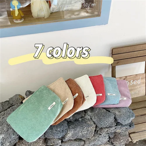 Miniatura 5 de Bolsas de cosméticos para mujer, bolsa de cosméticos de pana, bolsos estéticos para mujer, bolsos de mano con puntos sonrientes, organizador