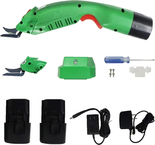 MXBAOHENG WBT-2 Tijeras eléctricas para cortar tela, cartón y fibra de vidrio Tijeras inalámbricas de costura con 2 cuchillas y baterías grandes de