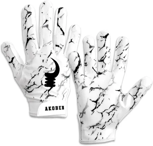Miniatura 8 de AKOBEN Guantes de fútbol Guantes negros de fútbol Guantes de fútbol blancos Equipo de fútbol Guantes de fútbol para hombre Guantes