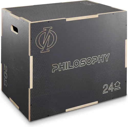 Philosophy Gym Caja pliométrica de madera antideslizante 3 en 1 para entrenamiento y acondicionamiento