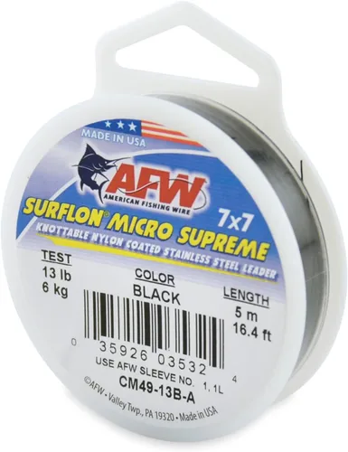 Miniatura 14 de American Fishing Wire Surflon Micro Supreme Nylon recubierto 7x7 de acero inoxidable, líder en alambres anudables para pesca en agua salada, pesca