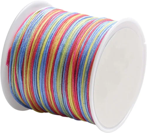 Miniatura 23 de Cordón de nailon para cuentas de 164.0 ft x 0.031 in, hilo de raso satinado de nailon trenzado para manualidades de macramé Mezcla de amarillo 1