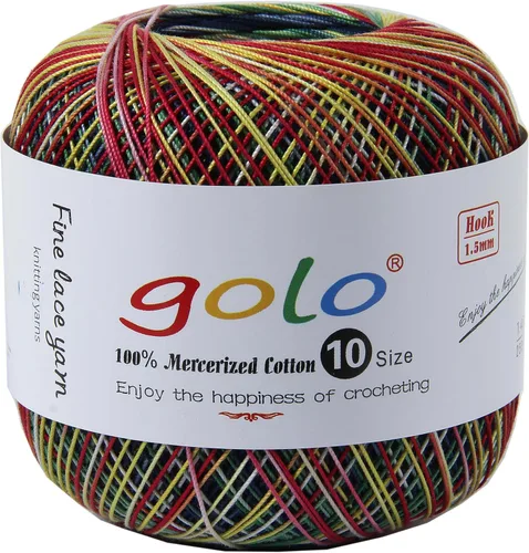 Miniatura 12 de Golo - Bolas de hilo para crochet de algodón tamaño 10, color algodón para crochet D-Fresa D078-fresa