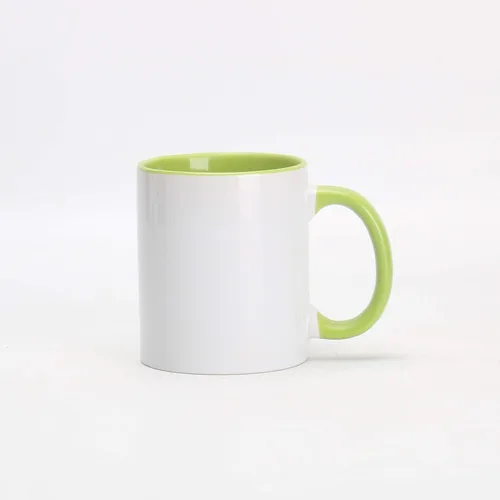 Miniatura 7 de Taza de café de sublimación de cerámica blanca de 11 onzas con colores sólidos en el interior y mango negro, rojo, rosa, azul, verde y amarillo, 6