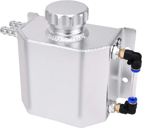 Miniatura 8 de EVIL ENERGY Tanque de desbordamiento de refrigerante, tanque de radiador de aluminio, tanque de expansión de depósito universal 1L negro