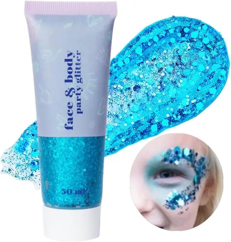 Miniatura 13 de Go Ho Gel de purpurina púrpura de sirena, purpurina holográfica para el cabello morado para niños y mujeres, lentejuelas gruesas para ojos, labios