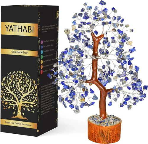 Miniatura 12 de YATHABI Escultura de gema de turmalina negra, árbol de cristal, decoración de Feng Shui, árbol de dinero de buena suerte