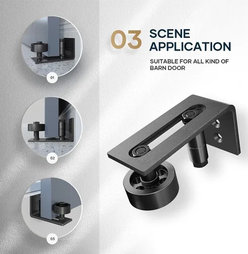 Miniatura 2 de EaseLife - Juego de 2 guías de suelo para puerta de granero, 8 opciones de montaje, sistema de montaje en pared, rodillo de permanencia ajustable
