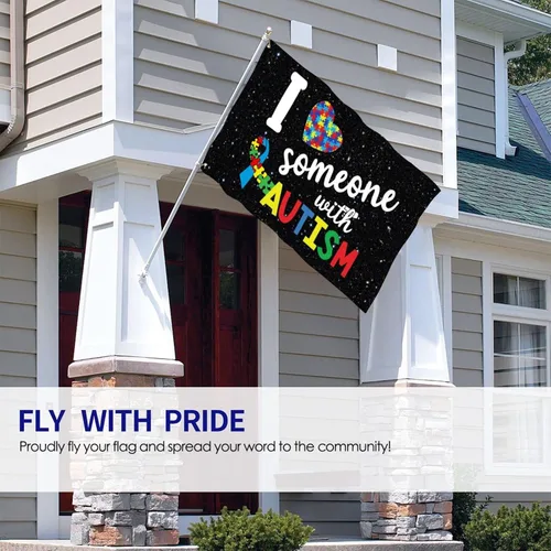Miniatura 4 de Bandera de jardín de conciencia sobre el autismo, 12 x 18 pulgadas, a prueba de decoloración, doble cara para exterior/interior, con texto en inglés