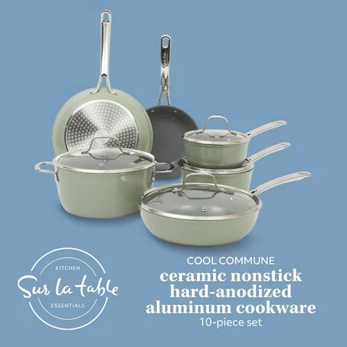 Miniatura 2 de Sur La Table Kitchen Essentials Cool Commune - Juego de ollas y sartenes de aluminio forjado duradero anodizado duro de 10 piezas, libre de PFA