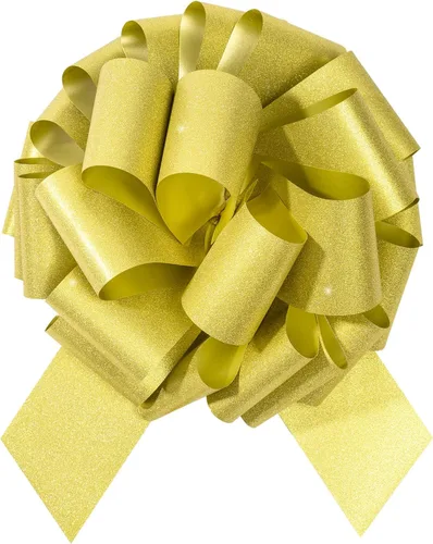 LeZakaa Lazo de regalo dorado de 12 pulgadas, lazo gigante con purpurina, lazo para automóvil, lazo grande gigante para decoración de regalos