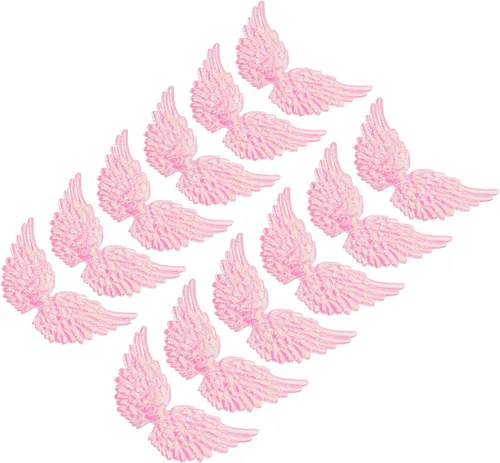 FUOYLOO Parches bordados con alas de ángel, apliques para decoración de manualidades, parches para coser ropa, mini alas rosas para reparar ropa y