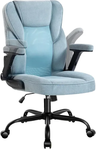 Miniatura 8 de SEATZONE Sillas de escritorio de oficina en casa con ruedas y reposabrazos, silla de oficina, cómoda malla ergonómica con tela polar de peluche