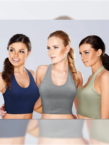 Miniatura 5 de Geyoga 6 piezas de camisetas halter para mujer, cuello en V, sin espalda, sin mangas, chaleco sin mangas para niñas