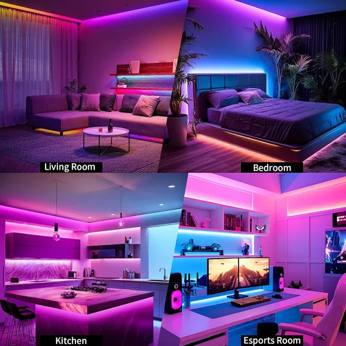 Miniatura 7 de KSIPZE Tira de luces LED inteligentes con WiFi, luces LED RGB+IC para dormitorio, trabajo con Alexa, control de aplicación, sincronización