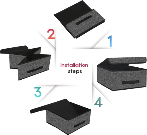 Miniatura 6 de Onlyeasy Cajas de Almacenamiento Plegables en Cubo con Tapa - Caja de Almacenamiento en Cubo, Cesta de Organizador de Closet, Paquete de Dos
