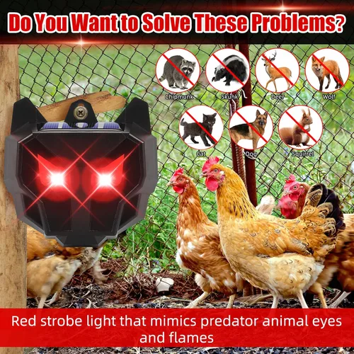 Miniatura 3 de Repelente solar nocturno de animales (paquete de 4) – Disuasorio de animales de ojo depredador mejorado 2026 con luces intermitentes rojas duales