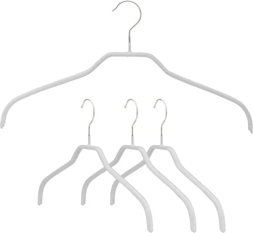 Miniatura 17 de MAWA - Perchas estrechas pequeñas de acero con revestimiento antideslizante, para camisas, vestidos, trajes, camisolas, chaquetas, gancho giratorio