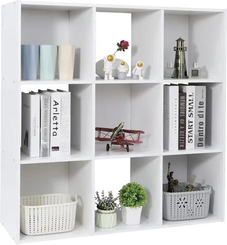 Miniatura 10 de SUPER DEAL Estantería Abierta de 12 Compartimentos, Gabinete de Almacenamiento de 47 Pulgadas de Ancho, Estanterías Cúbicas de Madera para Libros