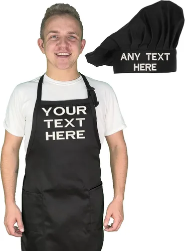 Miniatura 7 de Conjunto de delantal y sombrero bordados con nombre de chef personalizado