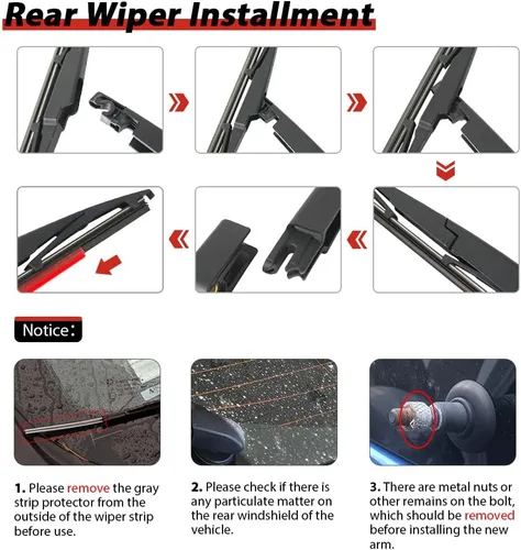 Miniatura 7 de OTUAYAUTO Limpiaparabrisas trasero de reemplazo para Kia Sportage 2017-2022, Carens 2013-2019, Hyundai I10 2013-2022 Kits de cubierta de brazo