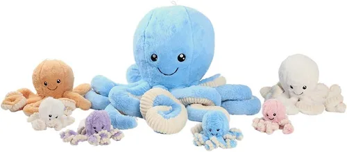 Miniatura 9 de DENTRUN Animales de peluche de pulpo, muñeca de pulpo gigante de peluche para jugar, juguetes para niños, niñas, niños, adultos, cumpleaños, Azul