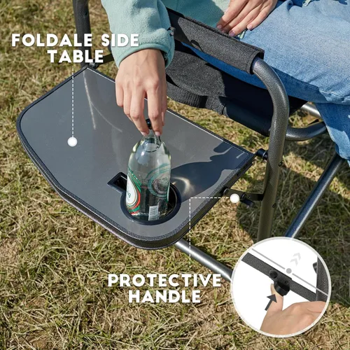 Miniatura 6 de TIMBER RIDGE Silla de camping de aluminio extragrande, silla de director portátil y ligera con mesa auxiliar, bolsillo lateral desmontable
