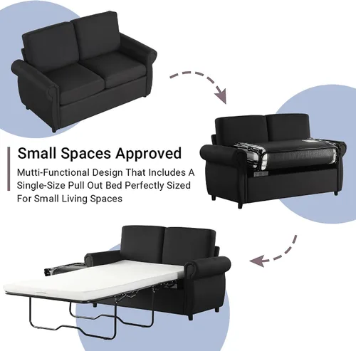 Miniatura 6 de Sofá cama pequeño para sala de estar o dormitorio, incluye cama extraíble