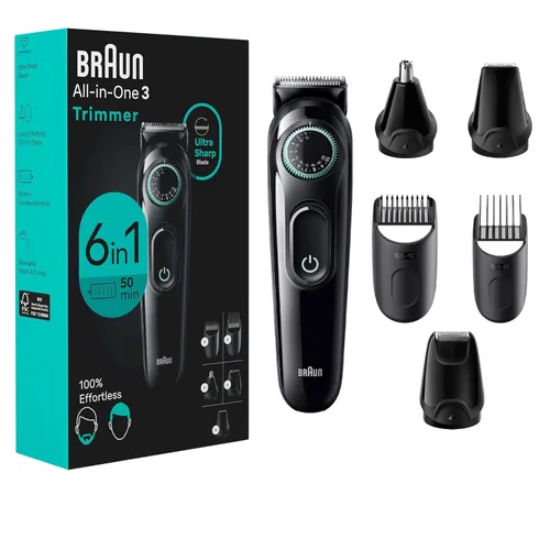 Braun Kit de estilo todo en uno Serie 3 3460, recortadora 6 en 1 para hombres con recortador de barba, recortadora de orejas y nariz, cortadora de