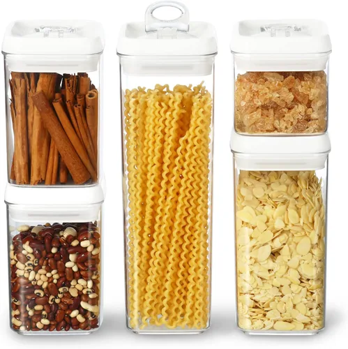 Miniatura 26 de Felli Flip Tite - Contenedor de almacenamiento con cuchara integrada y tapa hermética de 5 pulgadas, anillo grande y M, recipiente acrílico apilable