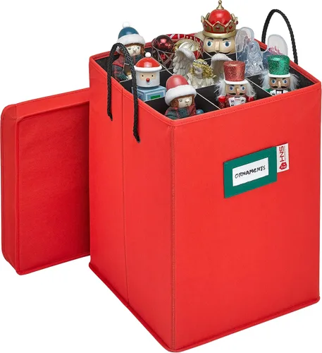 Miniatura 8 de Caja de almacenamiento coleccionable de cascanueces y figuras navideñas, almacena cascanueces de hasta 9 a 16 pulgadas de alto, adornos y más, Rojo
