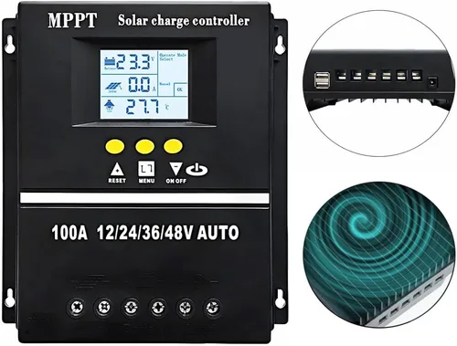 Miniatura 2 de Controlador de carga solar MPPT de 60 A 12 V 24 V 36 V 48 V Pantalla LCD Regulador inteligente de batería Entrada máxima de 100 V USB dual