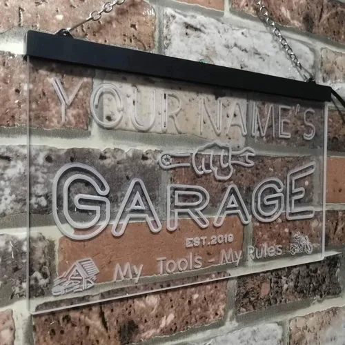 Miniatura 4 de ADVPRO personalizado: tu nombre, año de fundación, tema de garaje, cueva para hombres. Decoración con luz de neón LED de doble color, verde y Verde