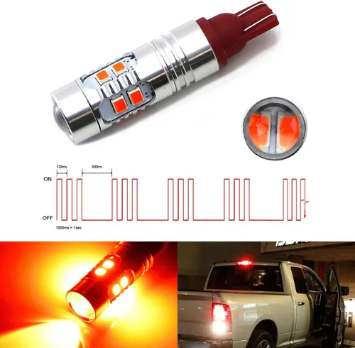 Miniatura 2 de iJDMTOY Bombilla de repuesto roja 10-SMD 921 912 compatible con Chevrolet Dodge, Ford, GMC, Nissan, Toyota, camión, montaje alto, 3ª luz de freno