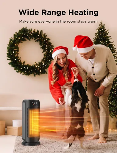 Miniatura 2 de Calentador eléctrico portátil de 1500 W, calentadores de cerámica de calentamiento rápido para uso en interiores con termostato, 4 modos, oscilación