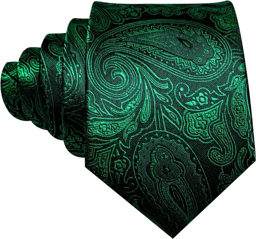 Miniatura 66 de Barry.Wang - Juego de corbata de seda para hombre, diseño de cachemira, pañuelo y gemelos de bolsillo
