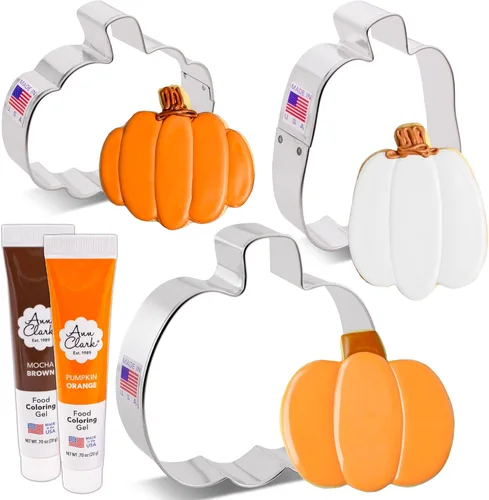 Miniatura 11 de Ann Clark Pumpkin - Juego de 3 cortadores de galletas, fabricado en Estados Unidos, linterna Jack-O-Lantern, calabaza alta y calabaza
