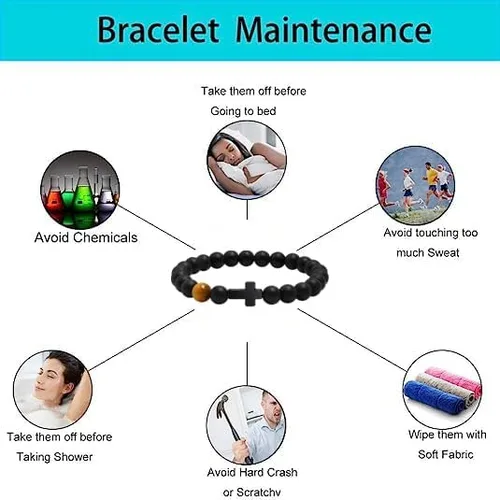 Miniatura 5 de Pulsera de cruz para hombres, para papá, hijo, nieto, marido, padrino, tío sobrino, hermano, regalo inspirador de ojo de tigre, pulsera curativa