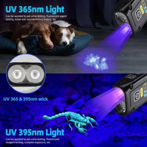 Miniatura 2 de DARKBEAM Linterna UV 365+395 Luz Negra, Linternas LED EDC de Alto Lumen USB C Recargables Lámpara Woods, Mini Luz Roja COB Magnética - Energía