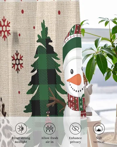 Miniatura 4 de Cortinas traslúcidas de Navidad de 39 pulgadas de largo, juego de 2 paneles de cortinas para cocina, dormitorio, sala de estar, puerta, pasillo