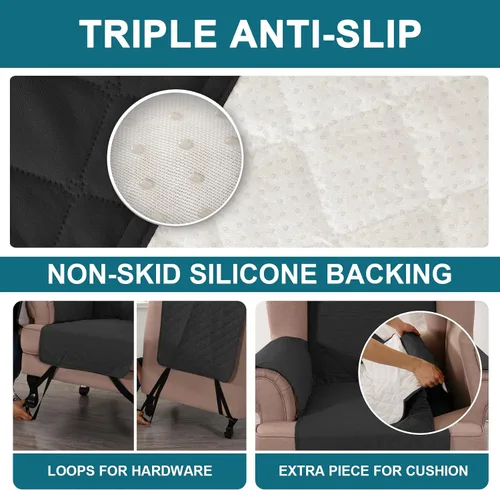 Miniatura 4 de Turquoize Funda 100 % impermeable para sillón de ala, protector de sofá, triple antideslizante, protector de muebles para mascotas, niños, perros