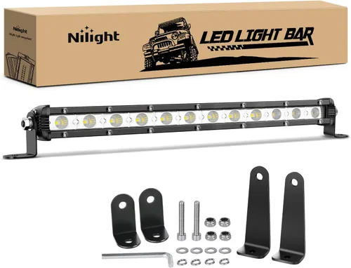 Miniatura 9 de Nilight 2 piezas de 7 pulgadas y 18 W ultra delgado de una sola fila LED de inundación barra de luz antiniebla, luz de trabajo para todoterreno