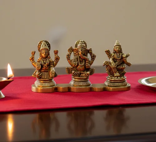 Miniatura 3 de eSplanade Laxmi Ganesh Saraswati Idol - 2 pulgadas de altura Figura religiosa Ganesha Lakshmi escultura de Dios hindú Estatua de Murti