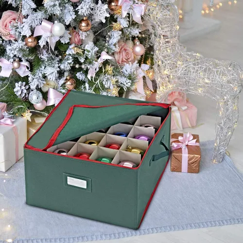 Miniatura 9 de ProPik - Caja de almacenamiento para adornos navideños, con capacidad para 75 esferas, dividida en 3 bandejas con divisores para organizar, hecha