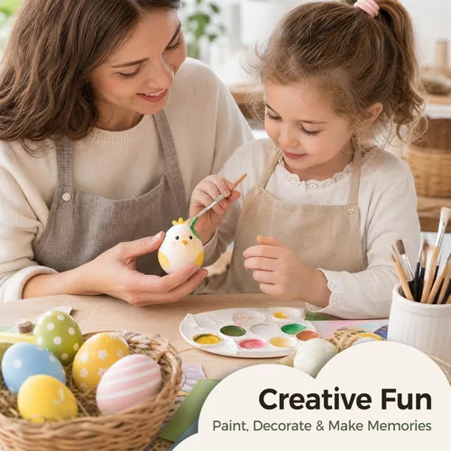 Miniatura 5 de LovesTown Huevos de Pascua de madera, 8 unidades, huevos de madera de 3 colores para manualidades, anidación de pollo, juguete de comida teñible