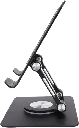 Miniatura 4 de Goshyda Soporte para tableta, soporte de escritorio de aluminio giratorio 360°, soporte de escritorio ajustable y plegable, universal para tabletas